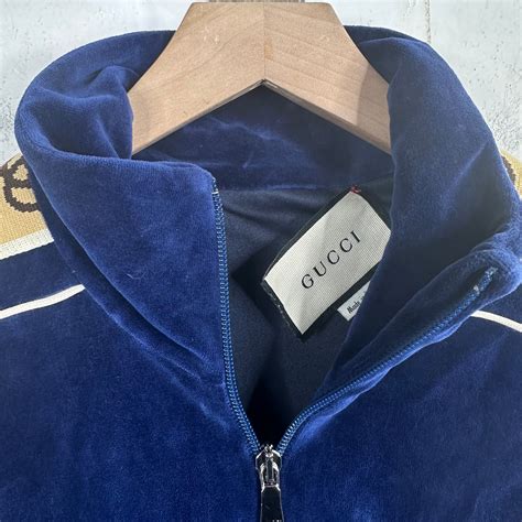 gucci tracksuit blue|gucci velour tracksuit.